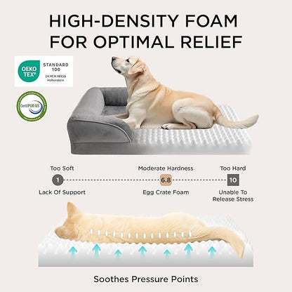 Bedsure Orthopedic Dog Beds for Small Dogs - Washable Small Dog Cat Bed Waterproof, Comfort Pet Couch Sofa with Washable Removable Cover, Pets Bed with Nonskid Bottom, Grey, 24"