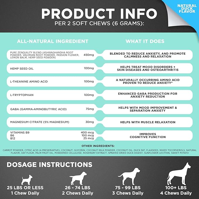 Googipet Daily Hemp Calming Chews for Dogs - Separation Anxiety Relief for Dogs, Non-Drowsy Dog Calming Chews - Anxiety Relief Treats with Valerian Root, & Hemp