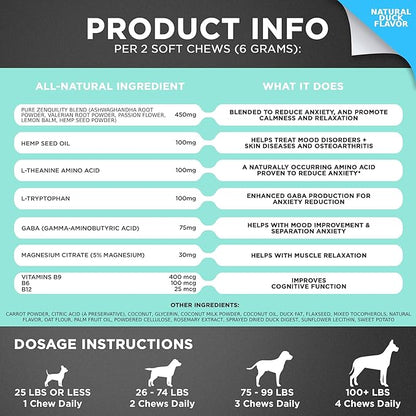 Googipet Daily Hemp Calming Chews for Dogs - Separation Anxiety Relief for Dogs, Non-Drowsy Dog Calming Chews - Anxiety Relief Treats with Valerian Root, & Hemp