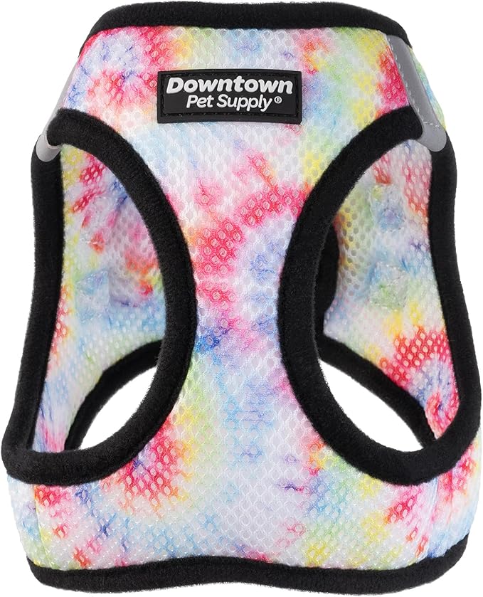 Downtown Pet Supply Step-in Dog Harness – No Pull, Adjustable Padded Mesh with Reflective Trim, Secure Buckle Strap – Comfortable & Breathable Small Dog Harness, Small, Tye Die