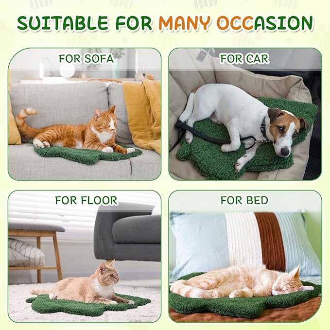 BrightRow 3 Pack Self Warming Pet Bed Leaf Shape Self Heating Cat Dog Mat Washable Thermal Sleeping Pad for Indoor Outdoor Hedgehog, Bunny, Sugar Glider, Rat, Chinchilla(Dark Green,Small-16 x20)