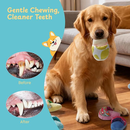 Nocciola 10 Pack Slipper Dog Toys, Squeaky Crinkle Plush Dog Toys for Small Medium Dogs, Interactive Chew Toys for Boredom, Indoor Soft Puppy Toy Set