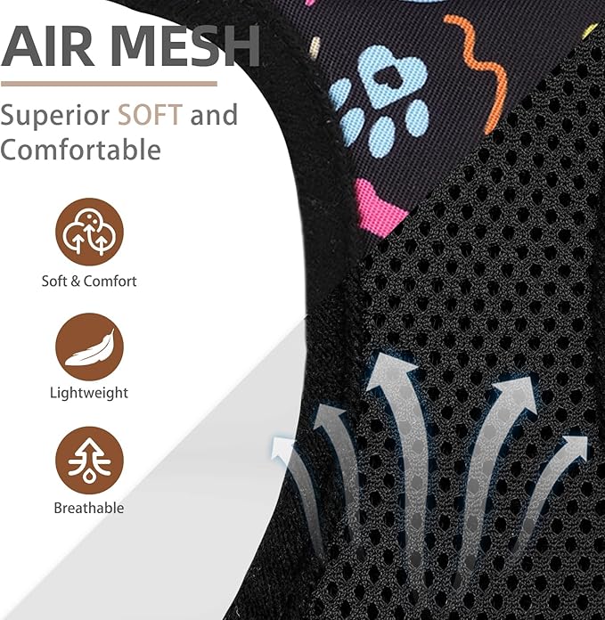 PUPTECK Dog Harness and Leash Set for Small Medium Dogs No Pull Step-in Soft Mesh Puppy Cat Vest Harnesses Reflective at Night, Black Paw, M