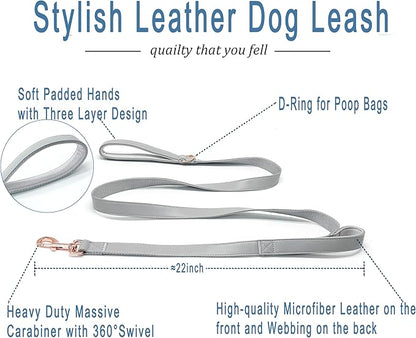 Dog Leash 6ft Long,Traffic Padded Two Handle,Heavy Duty,Double Handles Lead for Control Safety Training,Leashes for Large Dogs or Medium Dogs,Dual Handles Leads (Grey, 25MM*6FT)