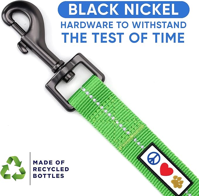 Pawtitas Green Dog Leash 6 ft XS/S Reflective Durable Lightweight Recycled Lead for Small Dogs and Puppies