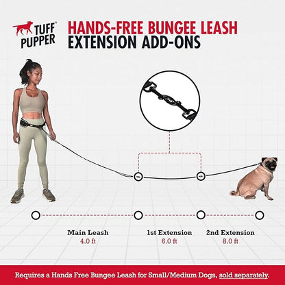 Tuff Pupper Heavy Duty Hands Free Dog Leash | One Small/Medium Dog Up to 45 lbs | Comfortable Shock Absorbing Bungee | Reflective Padded Handles | Lumbar Waist Belt 26-38" | Jogging Running Leash