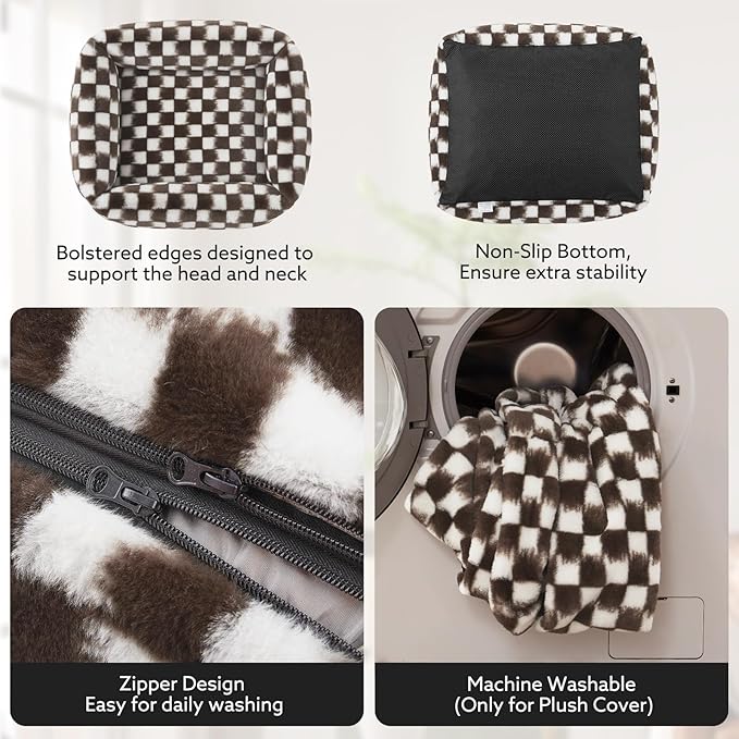 JOEJOY Small Dog Bed for Small Dogs, Rectangle Washable Orthopedic Corduroy Fleece Pet Bed with Removable Zipper Cover, Cute Soft Calming Puppy Bed with Non Skid Bottom