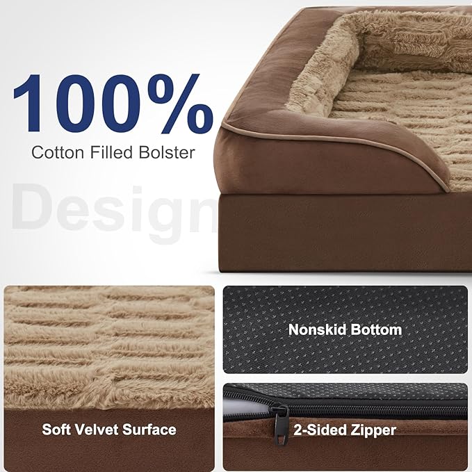 FURTIME Orthopedic Small Dog Beds - Waterproof Ultra Comfy Supportive Foam Pet Couch with Removable Washable Cover, Nonskid Bottom