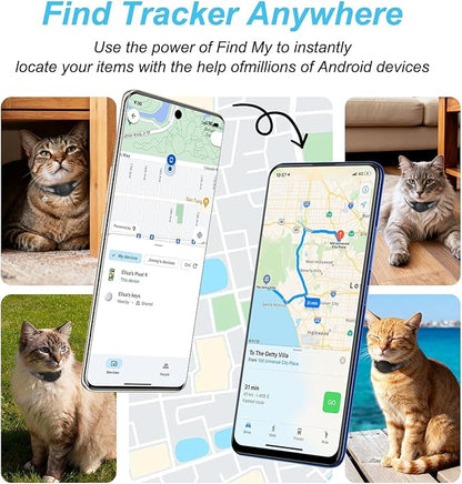 Google Android Cat Tracker Collar, Mini Cat GPS Tracker, Smart Pet Activity Trackers, No Subscription, GPS Cat Collar Certified Finder, Anti-Lost, Finder Tag for Vehicles, Pets, Kids, Items (1 Pack)