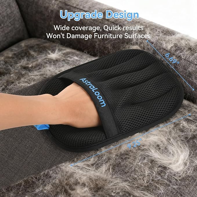 AstraLoom Pet Hair Removal Glove for Cats & Dogs,Reusable Electrostatic Pet Hair Remover Tool for Furniture, Carpet, Clothing, Car Seat (1PCS)