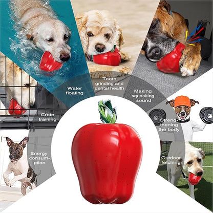Large Size Red Apple Squeaky Dog Toy for Medium/Large Aggressive Chewers Breeds Dogs Durable Bouncy Squeak Ball
