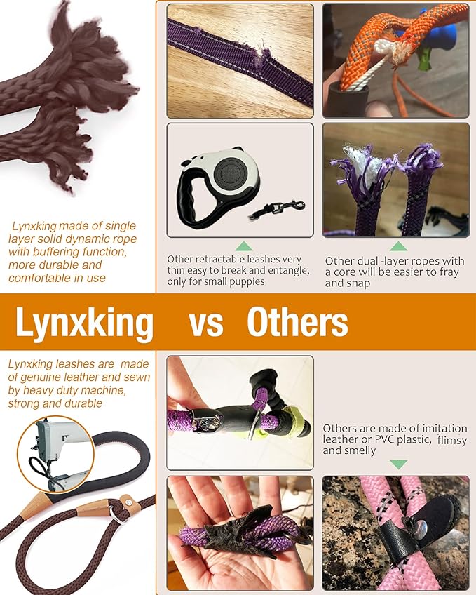 lynxking Dog Leash Slip Lead Rope Leash Strong Heavy Duty Braided Dog No Pull Training Lead for Medium Large and Small Dogs