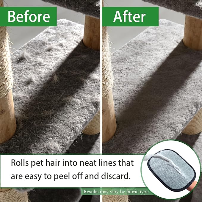 Pet Hair Remover Glove for Dogs & Cats, Electrostatic Fabric Hair Removal Mitt for Sofa, Couch, Bedding, Carpet & Car Interior, Reusable Furniture & Upholstery Cleaning Tool
