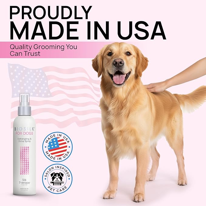 BioSilk Therapy Detangling Plus Shine Protecting Mist for Dogs | Best Detangling Spray For All Dogs and Puppies