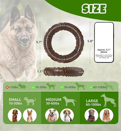 IPTPAS Tough Dog Chew Toy for Aggressive Chewers, Indestructible Beef Flavor Nylon Bone, Durable Dental Toy for Teeth Cleaning & Anxiety Relief, for Small Medium Large Dogs, Keep Them Busy (Brown-O)