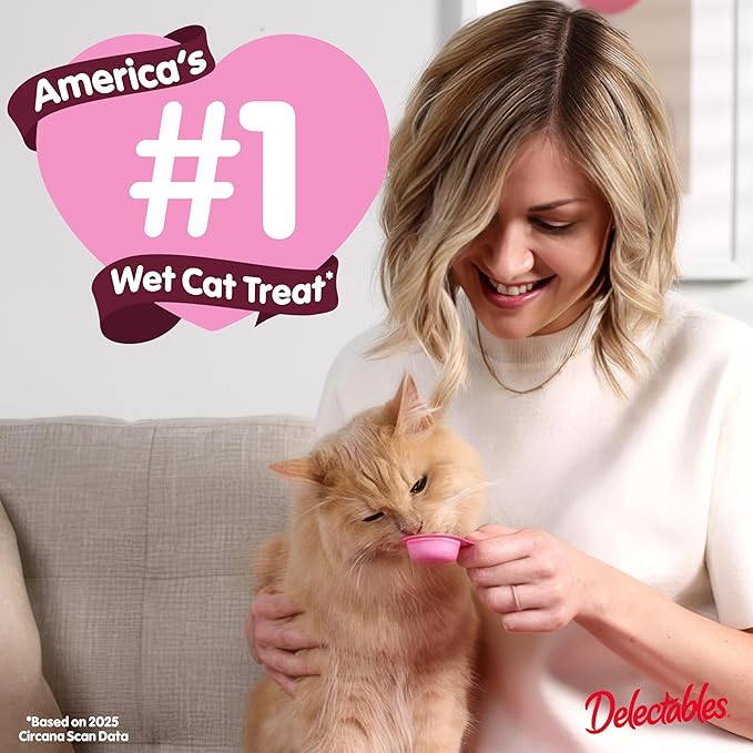 Delectables Lickable Spoon Handheld Wet Cat Treats Made with Real Chicken & Salmon, Quick & Easy Creamy Puree, Mess Free, Grain-Free, No Added Fillers, No by-Products, Variety Pack, 32ct