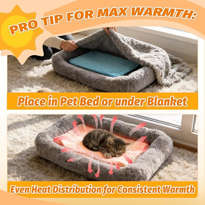 ANPHSIN Pet Heating Pad for Small Cat Dog - 9" x 12" Automatic Temperature Heated Pad with Anti Chew Cord, Warmer Mat for Chicks Bunny Rabbits