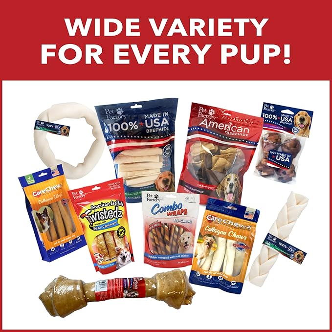 Pet Factory American Beefhide 5" Chip Rolls Dog Chew Treats - Natural Flavor, 50 Count/2 Pack