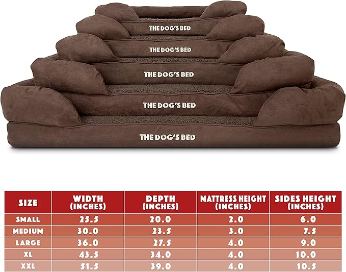 The Dog’s Bed Orthopedic Dog Bed Medium Brown Plush, Premium Memory Foam, Pain Relief: Arthritis, Hip & Elbow Dysplasia, Post Surgery, Lameness, Waterproof Washable Cover, Veterinary Approved