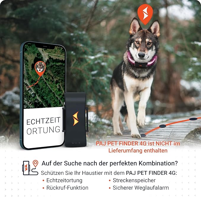 PAJ GPS – PAJ Light – Glowing LED Collar for Dogs – Cut-to-Fit (20–70 cm) – 100% Waterproof – 7 Color Modes – Night Safety & Visibility