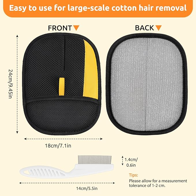 SAWMONG Pet Hair Removal Glove, 2Pcs Cat & Dog Reusable Pet Hair Remover Gloves New Upgrade, Grooming Pet Hair Remover Tool