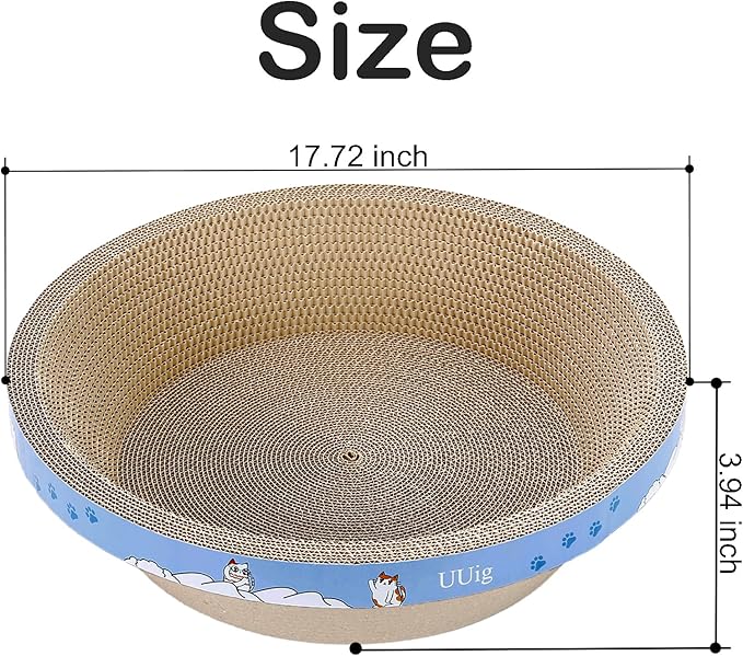 UUig Cat Scratcher, 17.7x17.7 inches Cardboard Cat Scratchers for Indoor Cats, Large Cat Scratching Board, Round Bowl Cat Scratch Pad Bed with Catnip