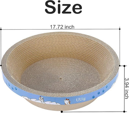 UUig Cat Scratcher, 17.7x17.7 inches Cardboard Cat Scratchers for Indoor Cats, Large Cat Scratching Board, Round Bowl Cat Scratch Pad Bed with Catnip