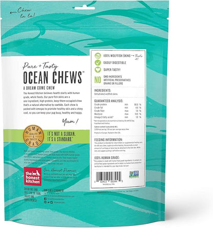The Honest Kitchen Human Grade Ocean Chews Hearty Wolffish Skins Dog Treats, 6 oz (Beams)