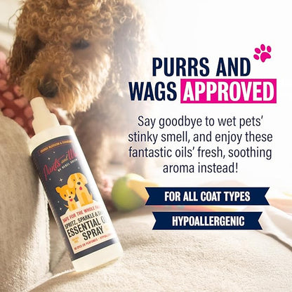 Pants and Wags Spritz, Sparkle & Shine Essential Oil Spray - Orange Blossom & Chamomile - Hypoallergenic - No Dyes or Perfumes - 8 oz - 2 Pack