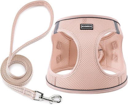 Dog Harness with Leash Set, No Pull Adjustable Reflective Step-in Puppy Pet Vest Harnesses for Small Medium Large Dogs and Cats,Light Pink XXS