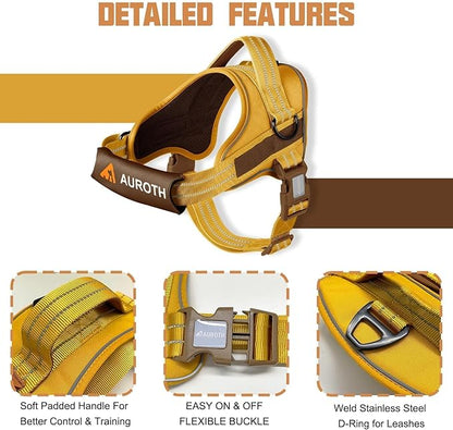 AUROTH Dog Harness and Leash Set, Soft Padded Vest Harness with 5.25FT Dog Leash, Easy On Pet Vest, Adjustable Reflective No Pull Dog Harnes Medium Sized, Easy Walking and Training