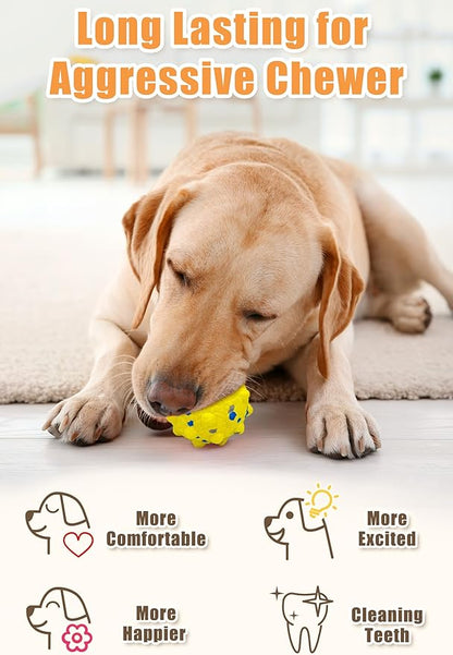 Moonorange 3.7'' Dog Balls for Dogs Aggressive Chewers Indestructible Tennis Durable Bouncy Interactive Dog Toy for Fetch Game Floating Balls (Blue Large)