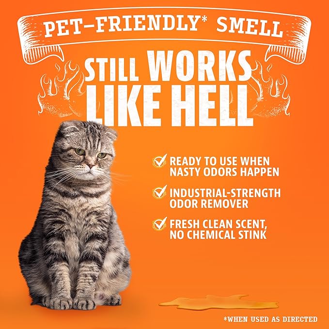 ANGRY ORANGE Pet Odor Eliminator for Cat Urine, Carpet Stains, and Strong Smells – Fresh Scent Odor Remover- 24 oz