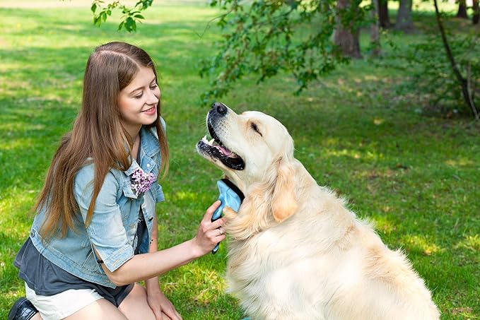 LOVINPUP Dog Slicker Brush, Self Cleaning, Shedding and Grooming Tool for Pets, Best Dog Brush with Easily Retractable Bristles to Remove Hair Instantly