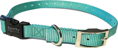 Sparky Pet Co - ECollar Replacement Strap - Easy Release Double Buckle Dog Collar - Rugged Nylon - Adjustable - D Ring - Quick Release Metal Clasp - for Invisible Fence Systems - 3/4" x 24" - Teal