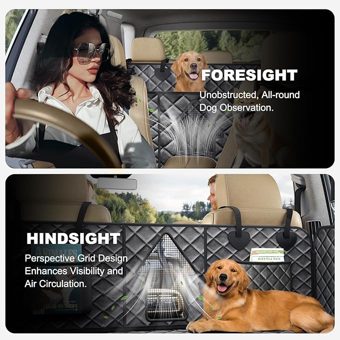 CarChic Back Seat Extender for Dogs, Non-Slip Dog Car Seat Cover for Back Seat with Hard Bottom, Durable Pet Car Backseat Cover, Waterproof Dog Hammock for Car SUV Truck