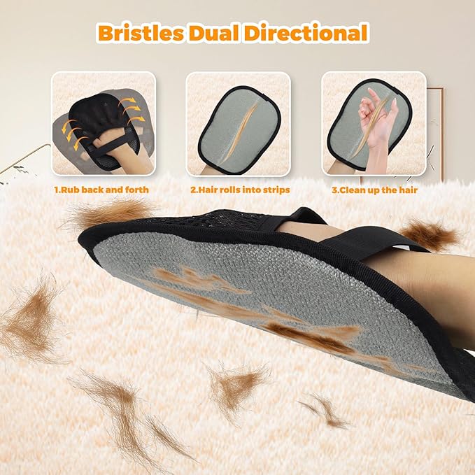 Rolssiz Pet Hair Removal Glove for Cats & Dogs, Upgraded Five-Finger Electrostatic Pet Hair Gloves, Reusable Magic Brush Pet Hair Remover Tool for Laundry, Couch, Carpet, Car Seat,Cat Grooming Gloves