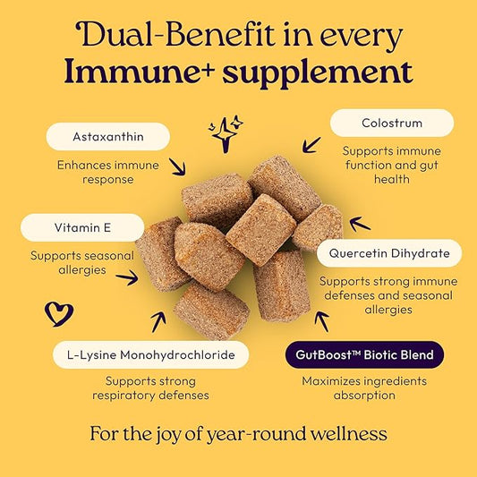 New! WellJoy Cat Supplement Immune+ GutBoost | Cat Health Supplement | Enhances Immune Response | Dual-Benefit GutBoost Formulation | Vet Formulated | Made in USA | Chicken Flavor | 90 Soft Chews
