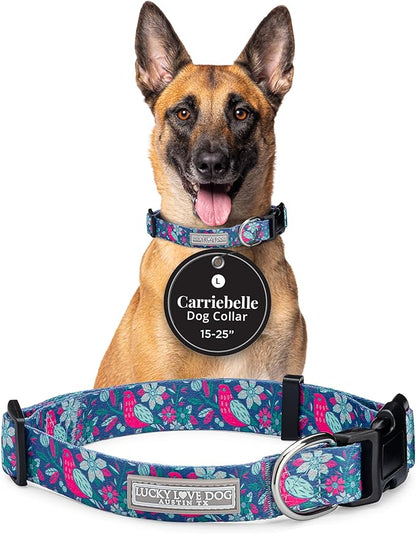 Lucky Love Dog - Adjustable Dog Collar with Easy Click Buckle for Large Dogs, Durable, & Comfortable for Male & Female Dogs, Pet Collar for Puppies & Adult Ones - Carriebelle, Large