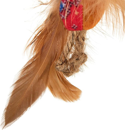 Instincts by SmartyKat 2-Pack HappyNip Love Mates Feather Birds Plush Cat Toys, Contains Catnip & Silvervine - Orange/Green, 2-Pack
