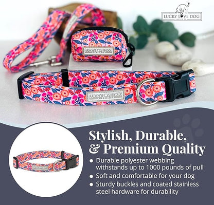 Lucky Love Dog - Adjustable Dog Collar with Easy Click Buckle for Large Ones, Durable, & Comfortable for Male & Female Dogs, Pet Collar for Puppies & Adult Dogs - Rosie, Large