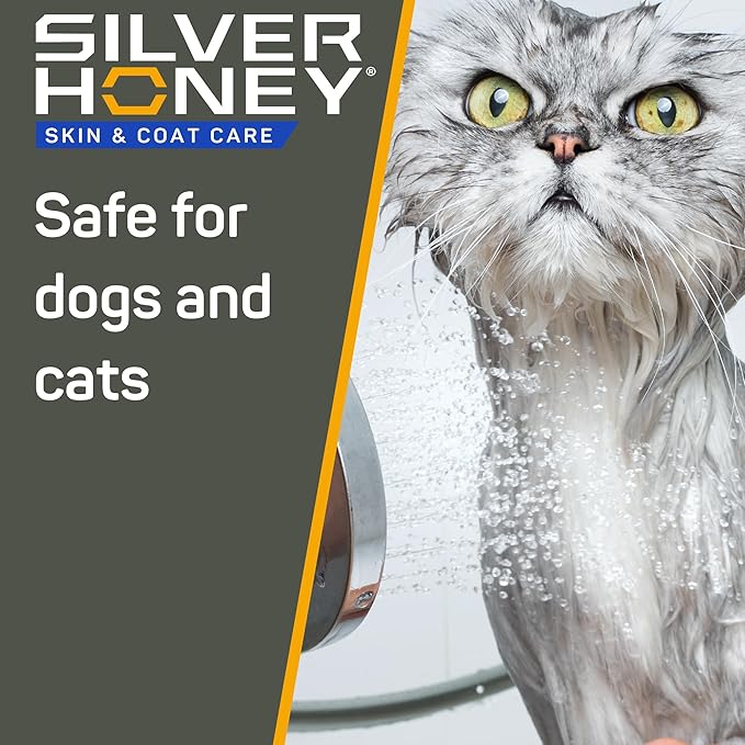 Silver Honey Nourish & Soothe Shampoo 16 fl oz, Dog & Cat Skin & Coat Care, Natural Manuka Honey + MicroSilver BG + Odor Neutralizer, Pump Bottle