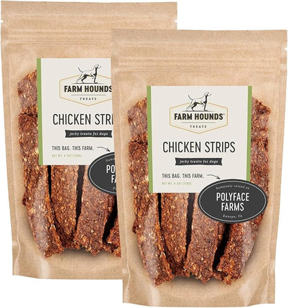 Farm Hounds - Chicken Strips - Premium Natural Jerky for Dogs - 100% Humanely Raised Chicken- Break-to-Size - Great for Training & Treats - No Added Fillers - Made in USA - 2 Pack