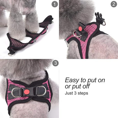 matilor Dog Harness Step-in Breathable Puppy Cat Dog Vest Harnesses for Small Medium Dogs Red