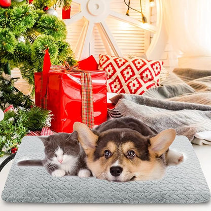ENJOY PET Pet Heating Pad for Cats Dogs, Heated Dog Bed Indoor Dog Heating Pad with Chew Resistant Steel Cord, 12 Level Timer and Temperature Heated Pet Bed Electric Warming Blanket