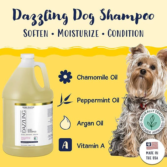 Bobbi Panter Dog Shampoo and Conditioner - Made in USA - All Natural 2-in-1 Formula for Nourish, Detangle & Reduce Shedding - Concentrated 10:1 for Professional Groomers - Pear Scent, 1 Gallon