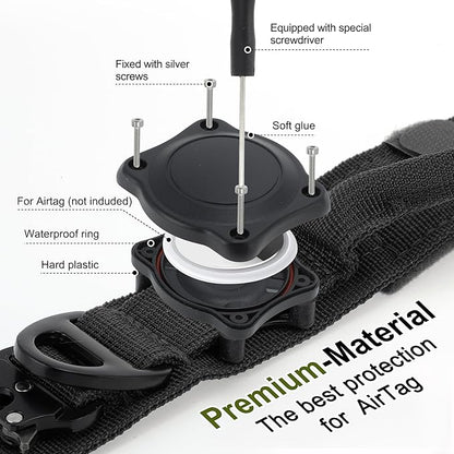 Dog Collar, Waterproof Tactical Dog Collar with Control Handle and Zinc Alloy Buckle, Pet Collar for AirTag, Medium Large Dogs, XLarge, Black (Includes Screwdriver Accessories)