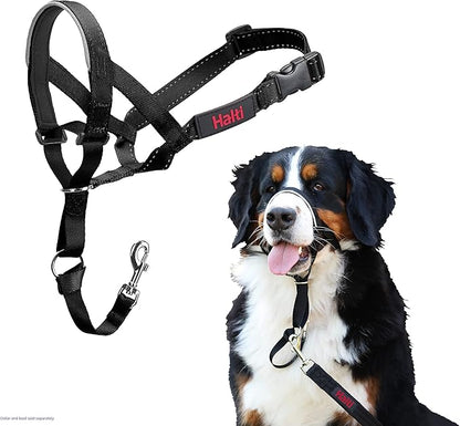 Halti Headcollar - Stop Your Dog Pulling on the Leash. Adjustable, Reflective and Lightweight, with Padded Nose Band. Dog Training Anti-Pull Collar for Large Dogs (Size 4, Black)