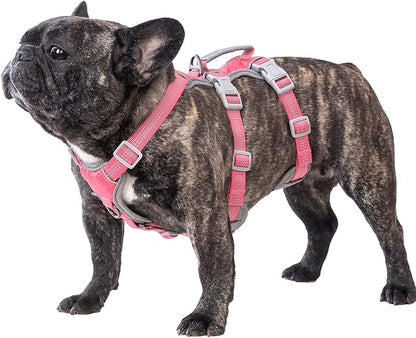 Huntboo Escape Proof Dog Harness, Escape Artist Harness, Reflective Harness with Padded Handle, Breathable, Durable, Adjustable Vest for Medium Dogs Walking, Training, and Running Gear (Pink,M)