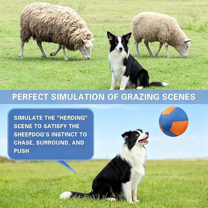 VORLHQ 18" Herding Ball for Dogs with 2Inner Bladders Tear Resistant Dog Toy Balls for Australian Shepherds Border Collies Indoor Outdoor Agility Training Medium Large Breeds